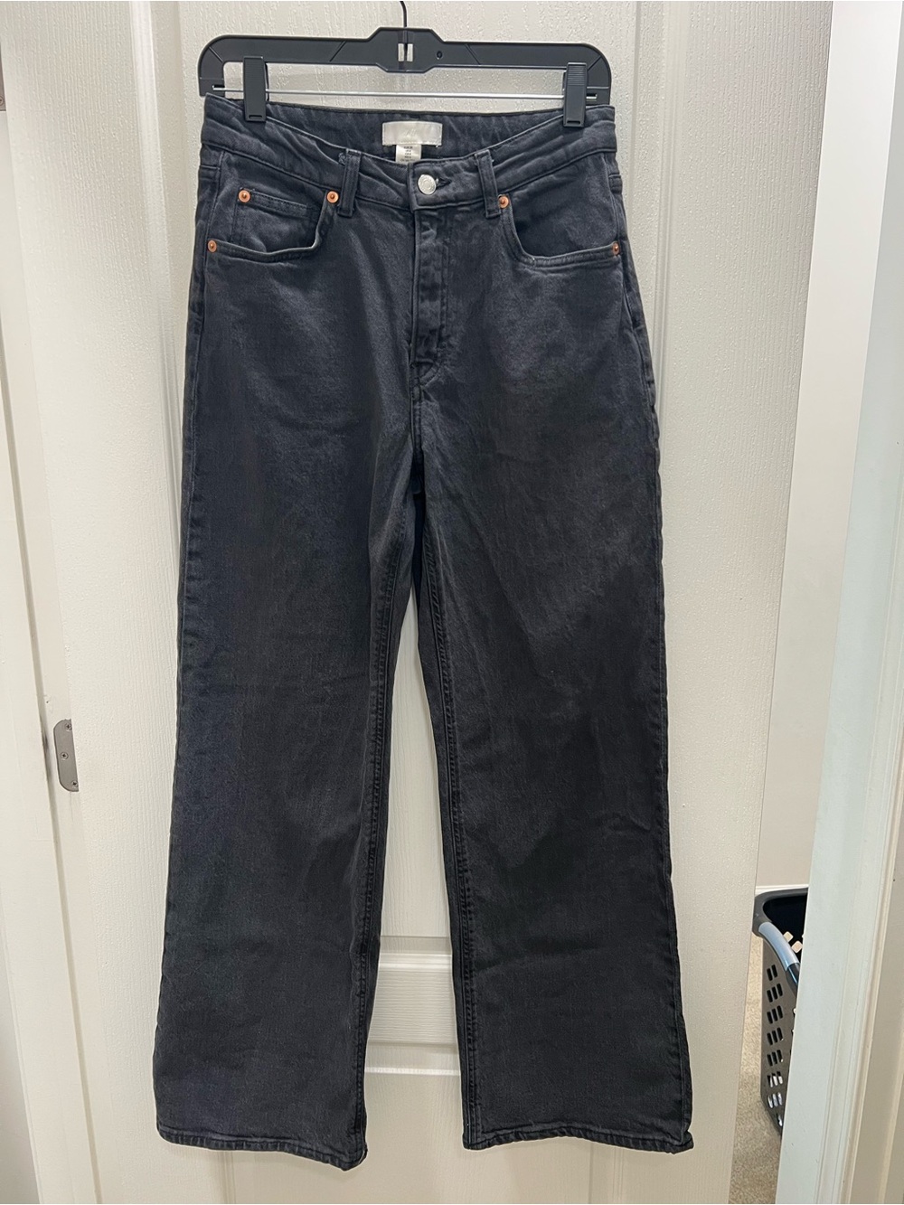H&M Black High-Rise Straight Leg Jeans